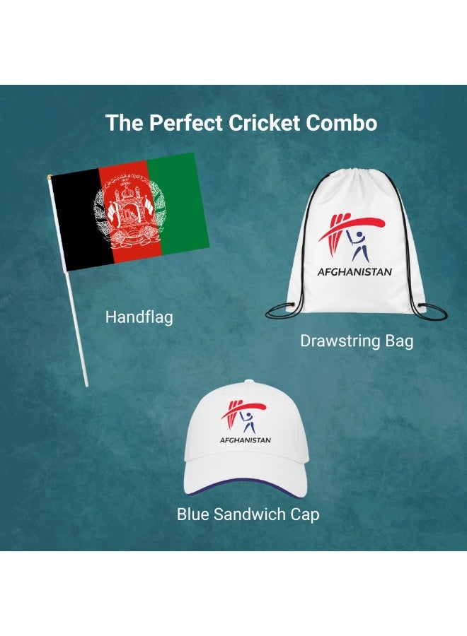 مجموعة كومبو لعشاق الرياضة في أفغانستان - عبوة من 3 قطع - حقيبة برباط وعلم يدوي وقبعة - مجموعة كومبو لعشاق الرياضة في أفغانستان - مثالية للمباريات والأحداث الرياضية - Image 3